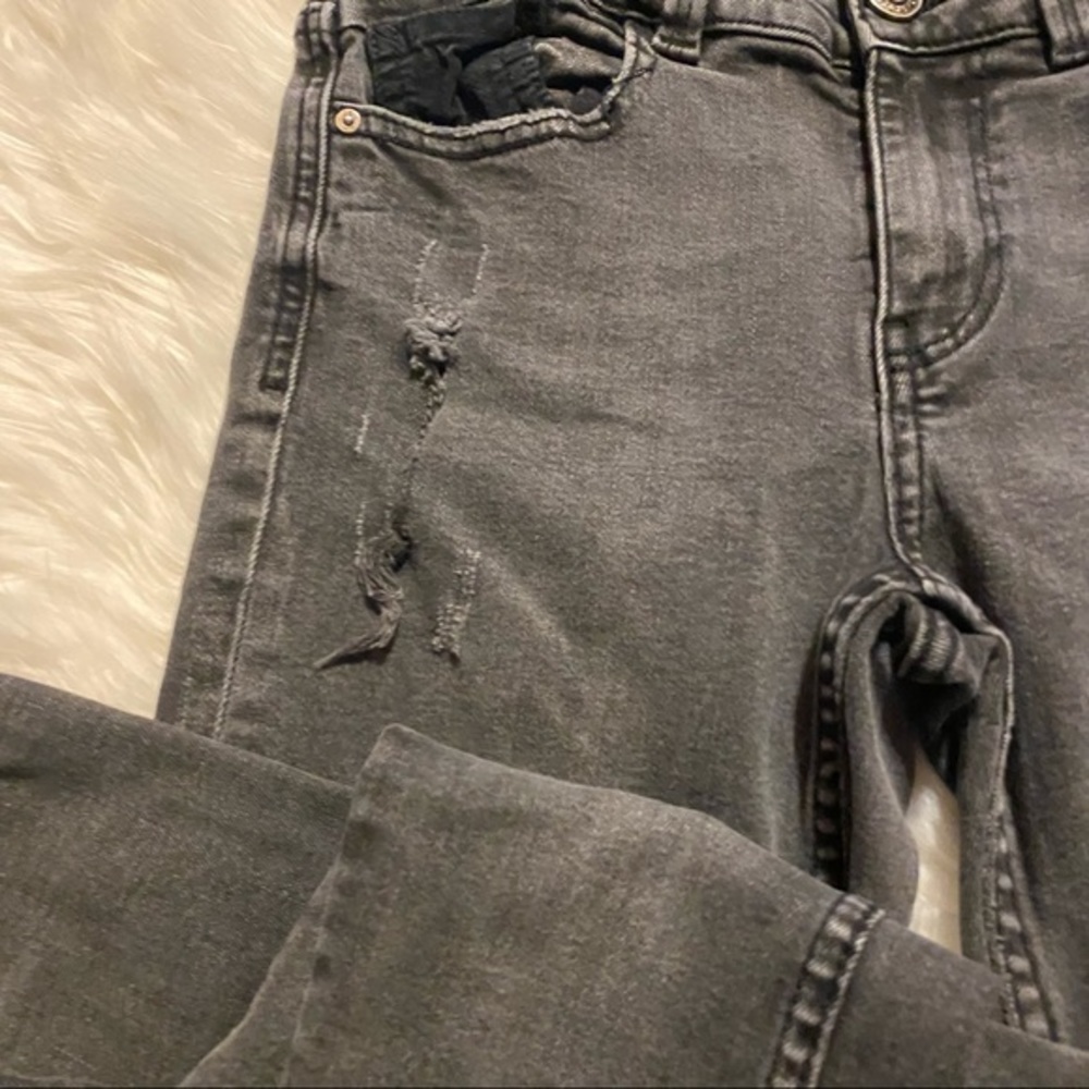 Zara Gray Frayed Destructed Skinny Jeans US 2 - Picture 4 of 10